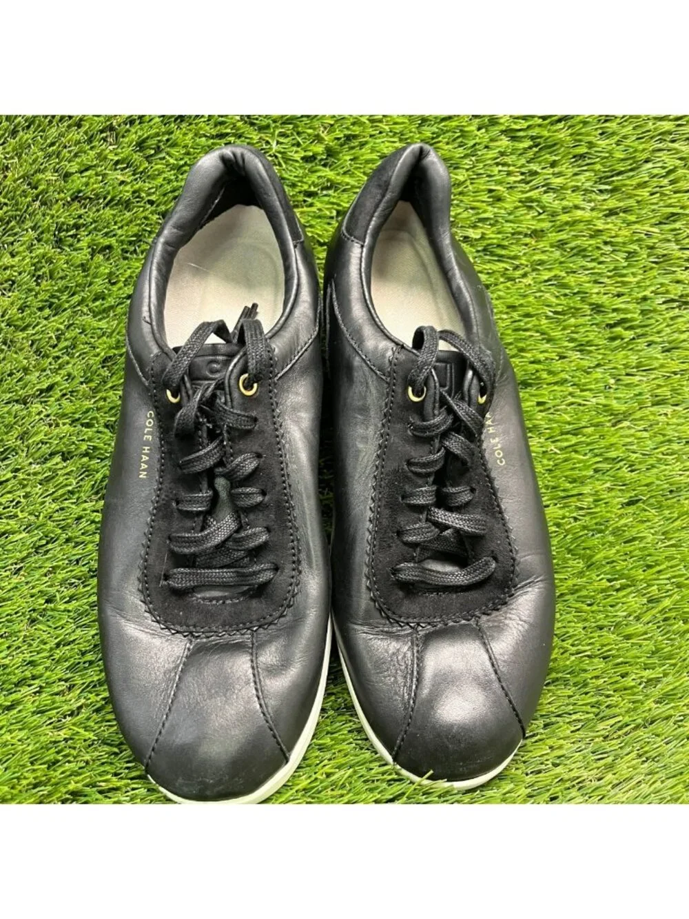 Cole Haan GrandPro Turf Womens Size 9 Black White Casual Leather Lace Up Shoes